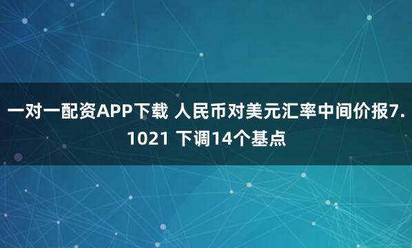 一对一配资APP下载 人民币对美元汇率中间价报7.1021 下调14个基点